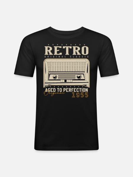 Rétro 1955 Cadeau Anniversaire 1955 Millésime 1955 - T-shirt près du corps Homme - noir