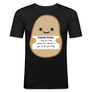 Positive Potato Joie de vivre Attitude to life Joy - Men's Slim Fit T-Shirt - black - Front - Nik (191cm)