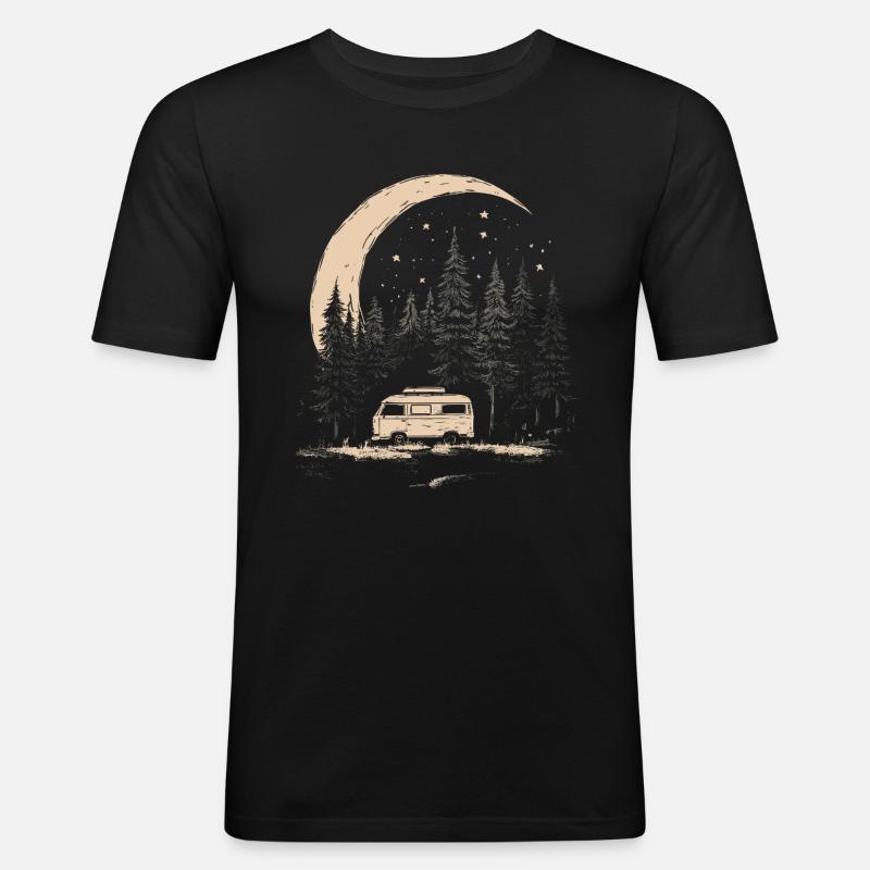 Camper Mond Wald - Männer Slim Fit T-Shirt - Schwarz