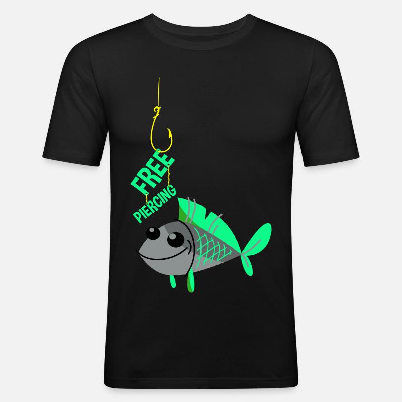 Free Piercing - Männer Slim Fit T-Shirt - Schwarz