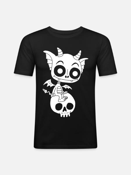 Little White Demon Rests - Men's Slim Fit T-Shirt - black