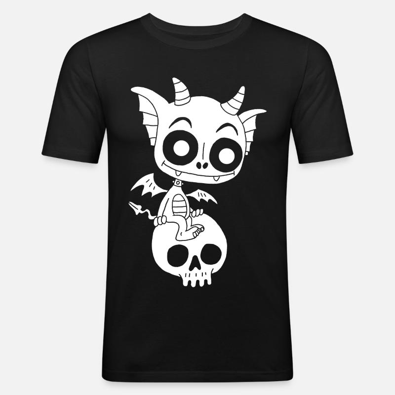 Petit démon blanc se repose - T-shirt près du corps Homme - noir