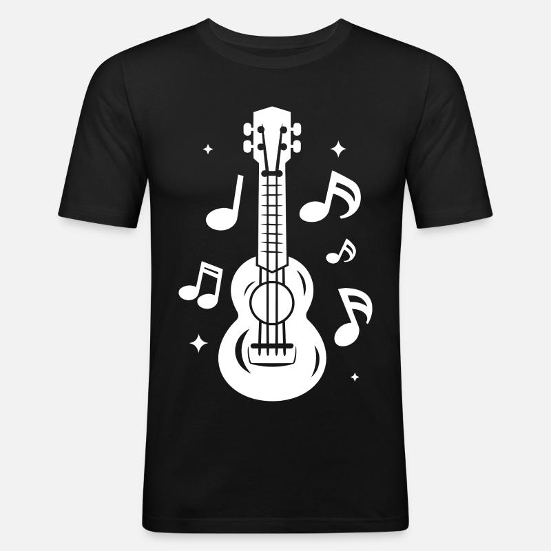 Ukulele - Männer Slim Fit T-Shirt - Schwarz
