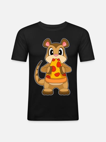 Pizza au suricate - T-shirt près du corps Homme - noir