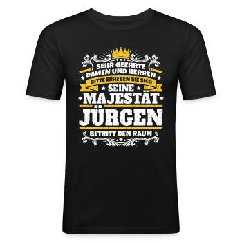 His Majesty Jürgen - Men's Slim Fit T-Shirt - black - Front - Nik (191cm)
