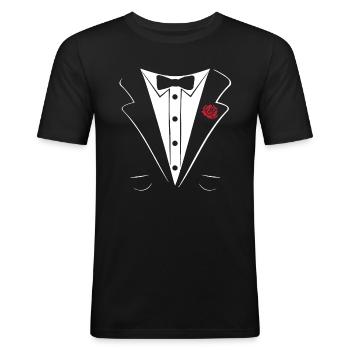 monsieur - T-shirt près du corps Homme - noir - Devant - Nik (191cm)