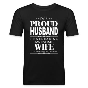 Ich bin ein stolzes Ehemannhemd - Männer Slim Fit T-Shirt - Schwarz - Vorne - Nik (191cm)