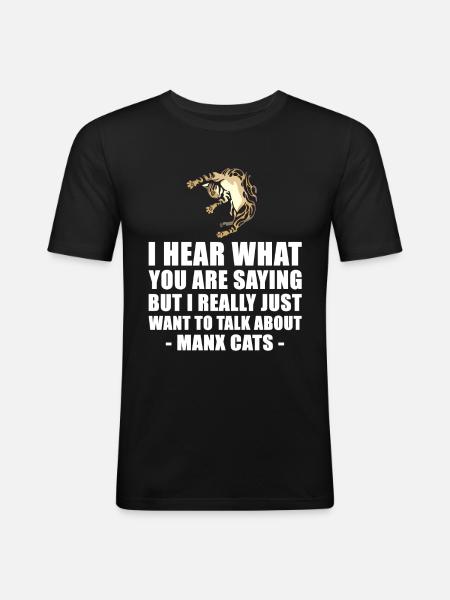 Chat mannois Fun cadeau - T-shirt près du corps Homme - noir