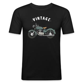 vintage bike motorcycle café racer motorcycle sport - Men's Slim Fit T-Shirt - black - Front - Nik (191cm)