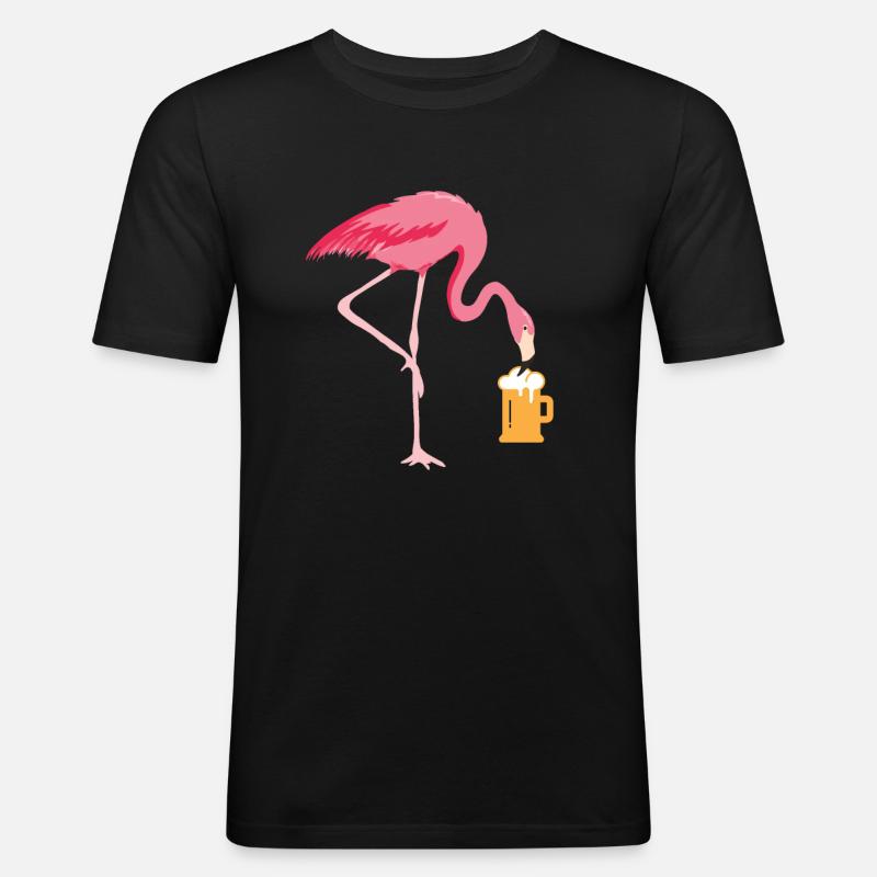 Flamingo Bier - Männer Slim Fit T-Shirt - Schwarz