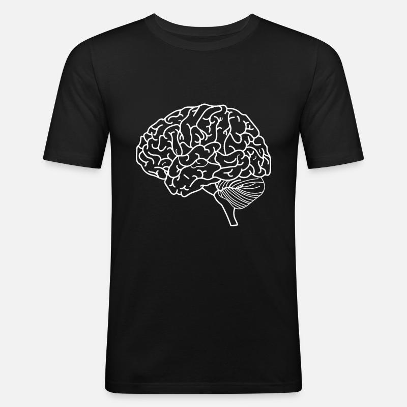 Gehirn - Männer Slim Fit T-Shirt - Schwarz