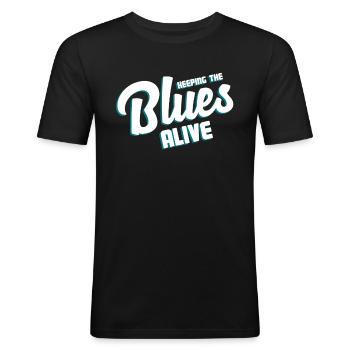 Blues music vintage shirt - Men's Slim Fit T-Shirt - black - Front - Nik (191cm)