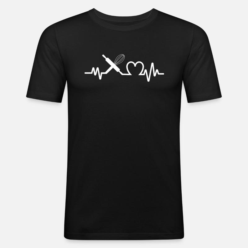 Baking baker baker heartbeat gift - T-shirt près du corps Homme - noir