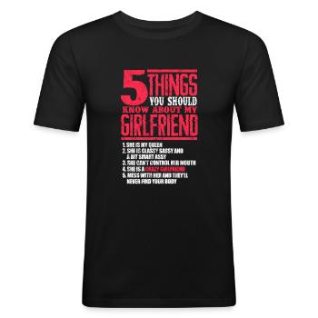 kæreste - Herre Slim Fit T-Shirt - sort - Foran - Nik (191cm)