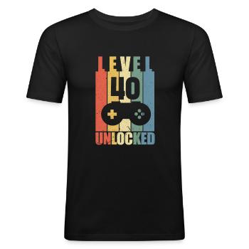 Niveau 40 - T-shirt près du corps Homme - noir - Devant - Nik (191cm)