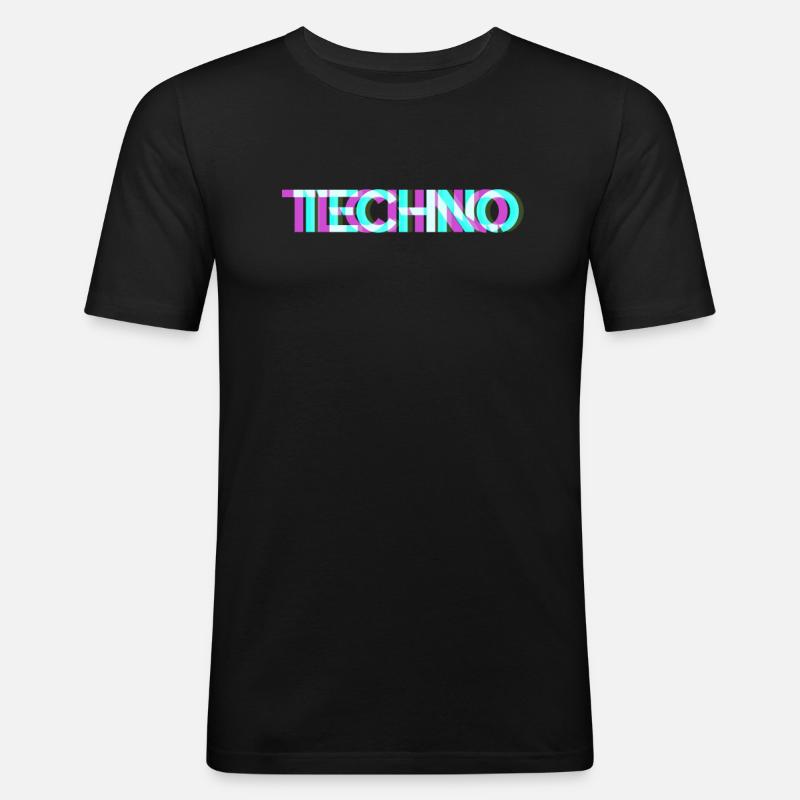 Techno - Männer Slim Fit T-Shirt - Schwarz