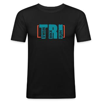 Triathlon - Männer Slim Fit T-Shirt - Schwarz - Vorne - Nik (191cm)