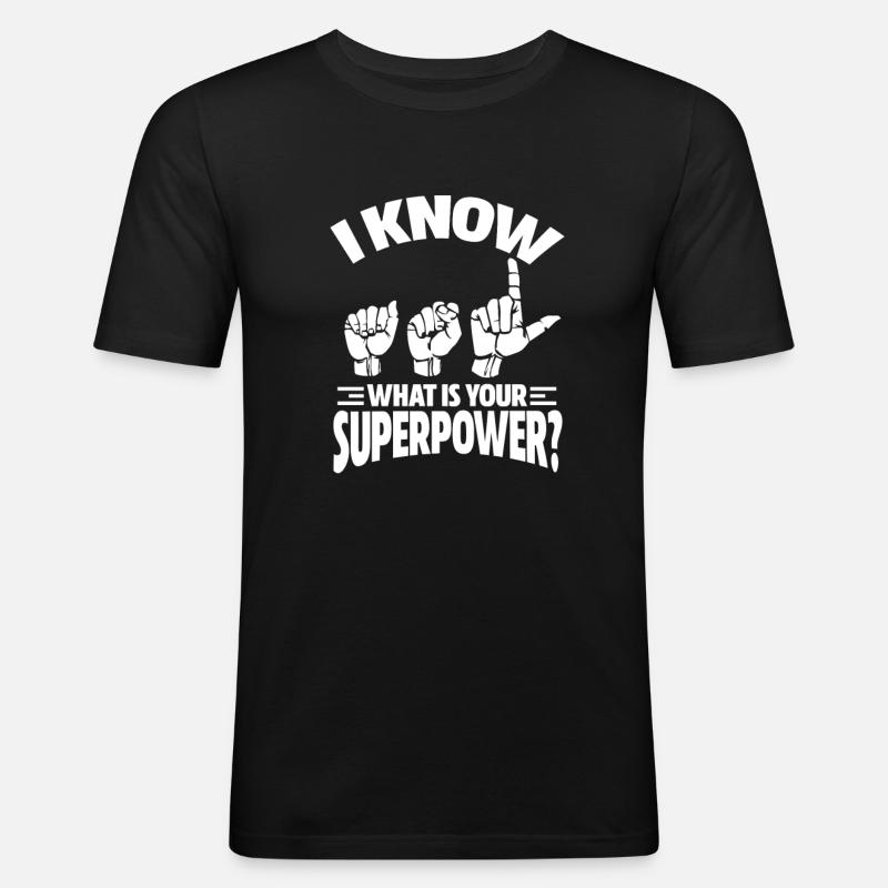 Gebärdensprache - Männer Slim Fit T-Shirt - Schwarz