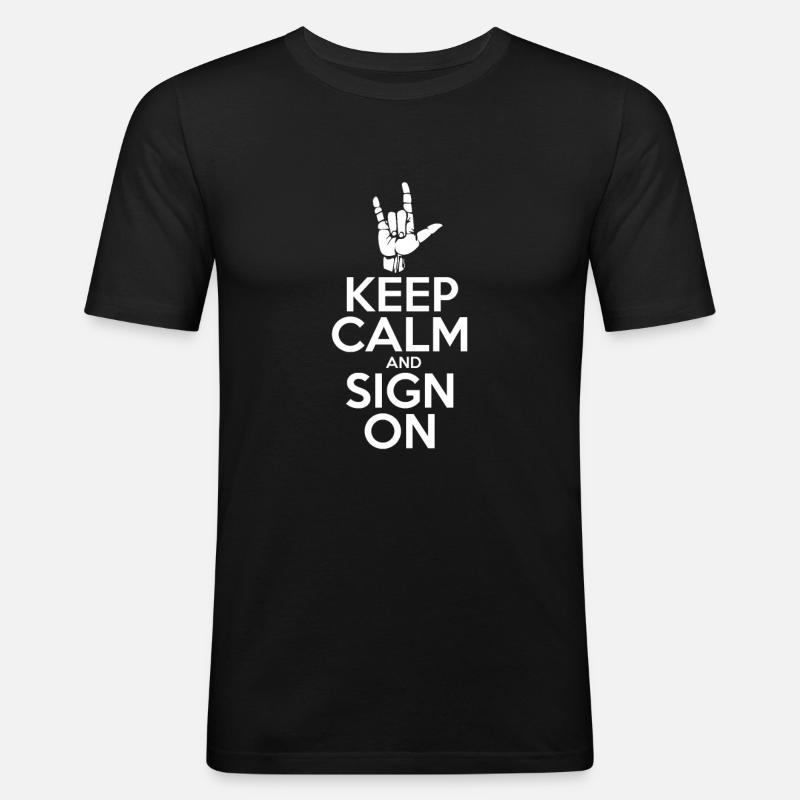 Gebärdensprache - Männer Slim Fit T-Shirt - Schwarz