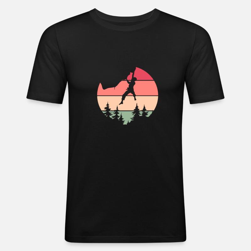 Klettern - Männer Slim Fit T-Shirt - Schwarz
