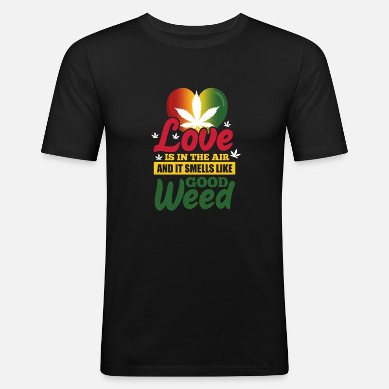 Rasta Weed - Männer Slim Fit T-Shirt - Schwarz