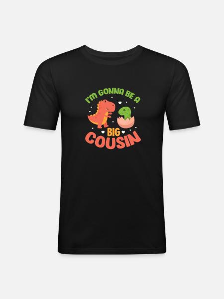 Pregnancy Big Cousin Dinosaur Gift - Men's Slim Fit T-Shirt - black