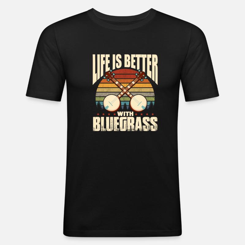 Bluegrass - Männer Slim Fit T-Shirt - Schwarz