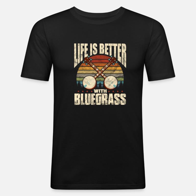 Bluegrass - Männer Slim Fit T-Shirt - Schwarz