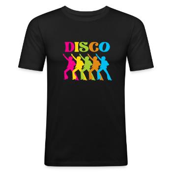 Disco 70 années 80 80s 80s rétro cadeau - T-shirt près du corps Homme - noir - Devant - Nik (191cm)