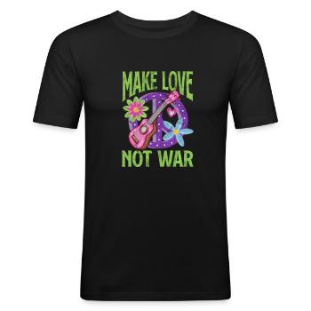 Hippie - Männer Slim Fit T-Shirt - Schwarz - Vorne - Nik (191cm)