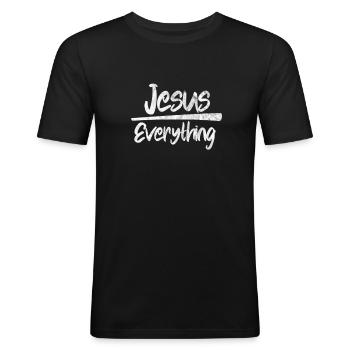 Jesus - Slim Fit T-shirt herr - svart - Fram - Nik (191cm)