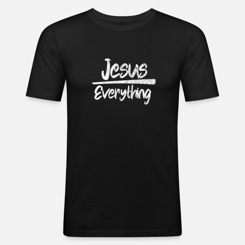 Jesus - Männer Slim Fit T-Shirt - Schwarz