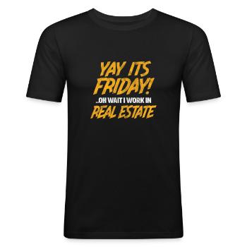 Agent immobilier - T-shirt près du corps Homme - noir - Devant - Nik (191cm)