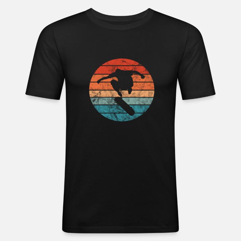 Skateboard - Männer Slim Fit T-Shirt - Schwarz