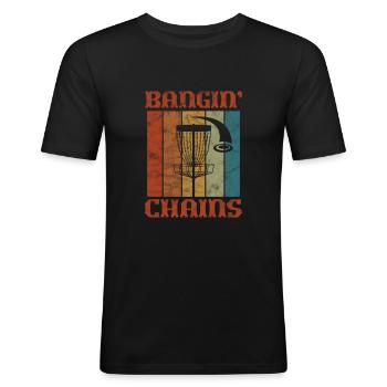 Disc Golf - Männer Slim Fit T-Shirt - Schwarz - Vorne - Nik (191cm)