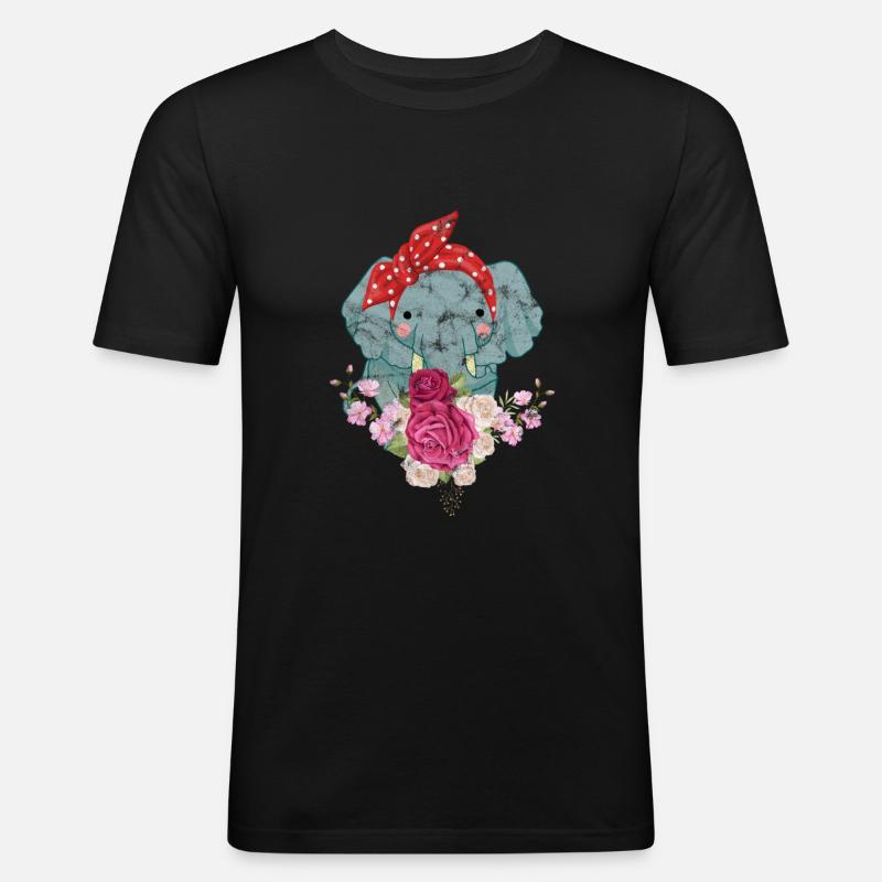 Elefant - Männer Slim Fit T-Shirt - Schwarz