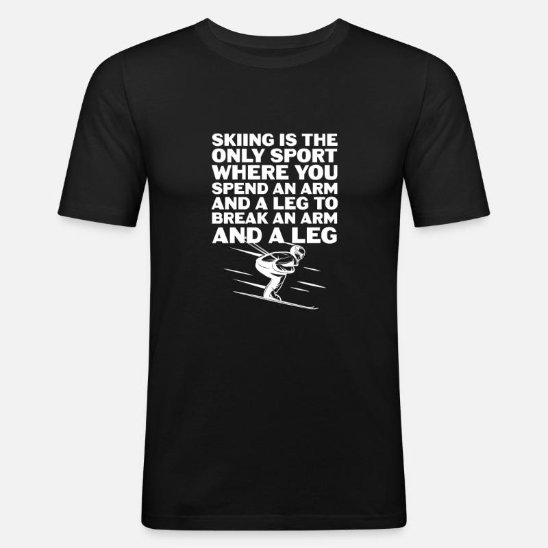 Ski - Männer Slim Fit T-Shirt - Schwarz