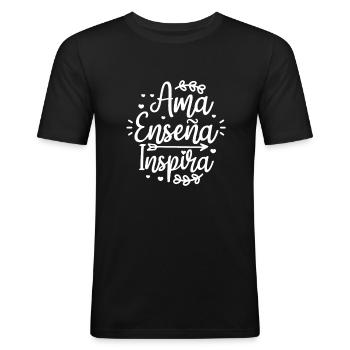 Spanischlehrer Spanisch Lehrer Schule Geschenk - Männer Slim Fit T-Shirt - Schwarz - Vorne - Nik (191cm)