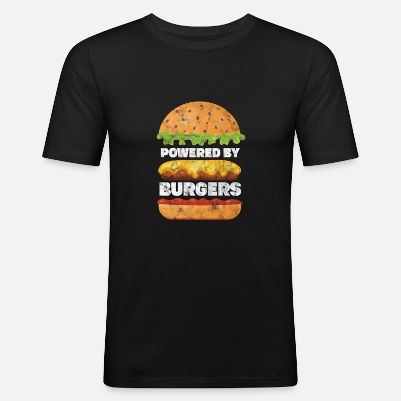 Burger - Männer Slim Fit T-Shirt - Schwarz