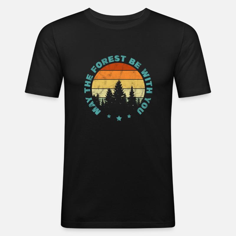 Wald - Männer Slim Fit T-Shirt - Schwarz