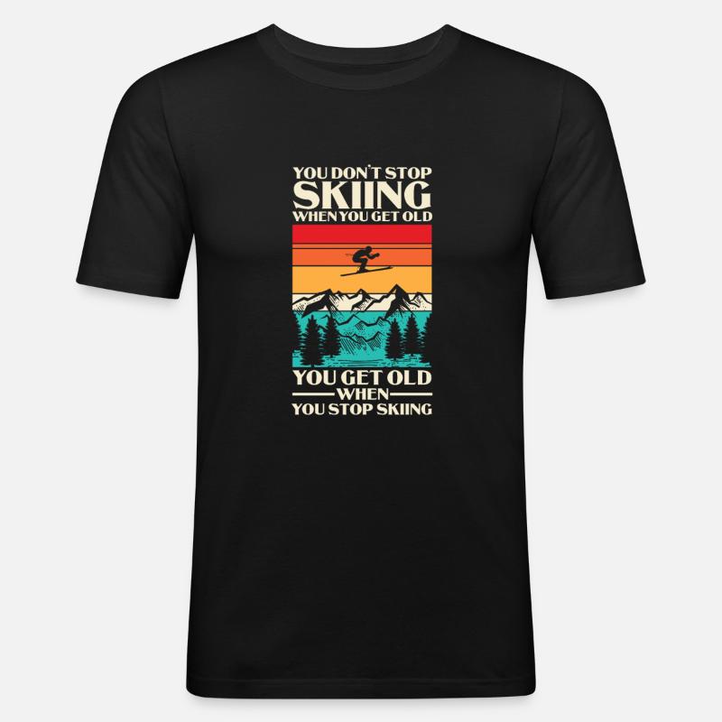 Ski - Männer Slim Fit T-Shirt - Schwarz