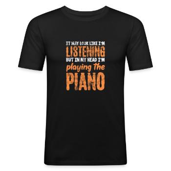 Pianist - Men's Slim Fit T-Shirt - black - Front - Nik (191cm)