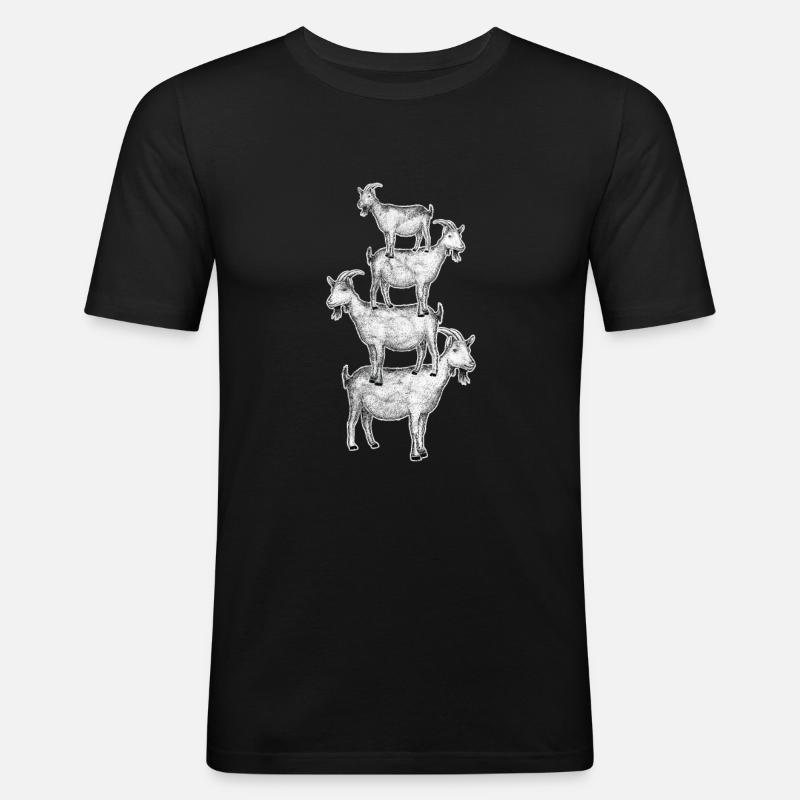 Ziege - Männer Slim Fit T-Shirt - Schwarz
