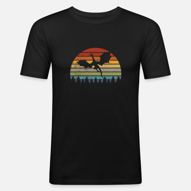 Drache - Männer Slim Fit T-Shirt - Schwarz
