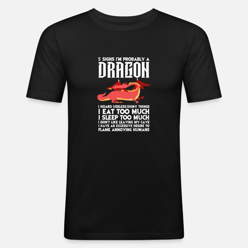 Drache - Männer Slim Fit T-Shirt - Schwarz