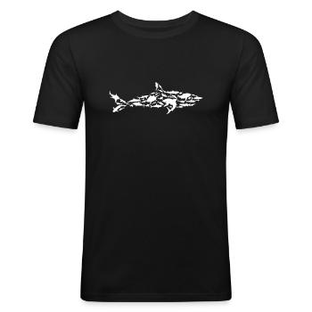 Requin - T-shirt près du corps Homme - noir - Devant - Nik (191cm)