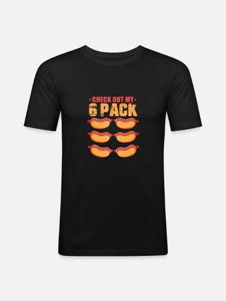 Hot Dog Six Pack - Men's Slim Fit T-Shirt - black