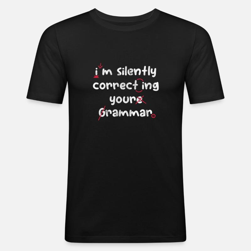 Grammatik Lehrer - Männer Slim Fit T-Shirt - Schwarz