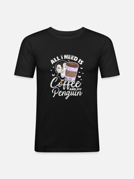 Penguin Coffee - Men's Slim Fit T-Shirt - black
