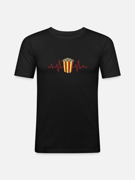 Popcorn Heartbeat - Men's Slim Fit T-Shirt - black